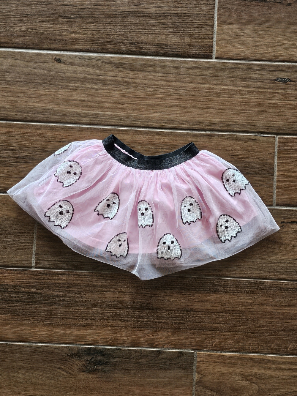 Sweet Wink Ghost Halloween Sequin Tutu Skirt 2-4Y